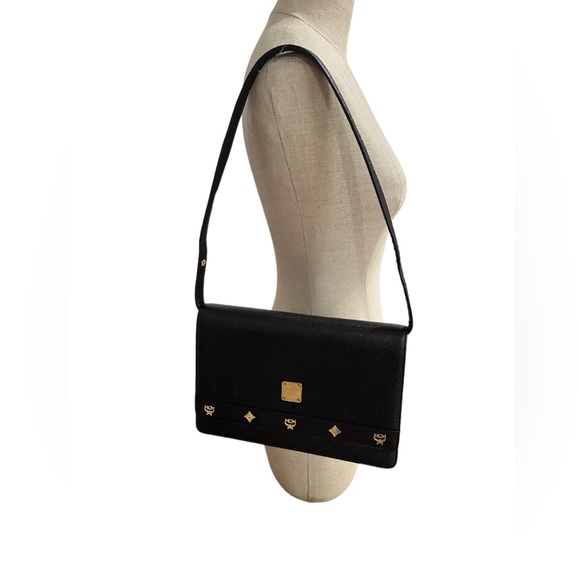 Genuine vintage MCM Munchen Michael Cromer signature black leather shoulder bag - Picture 3 of 15